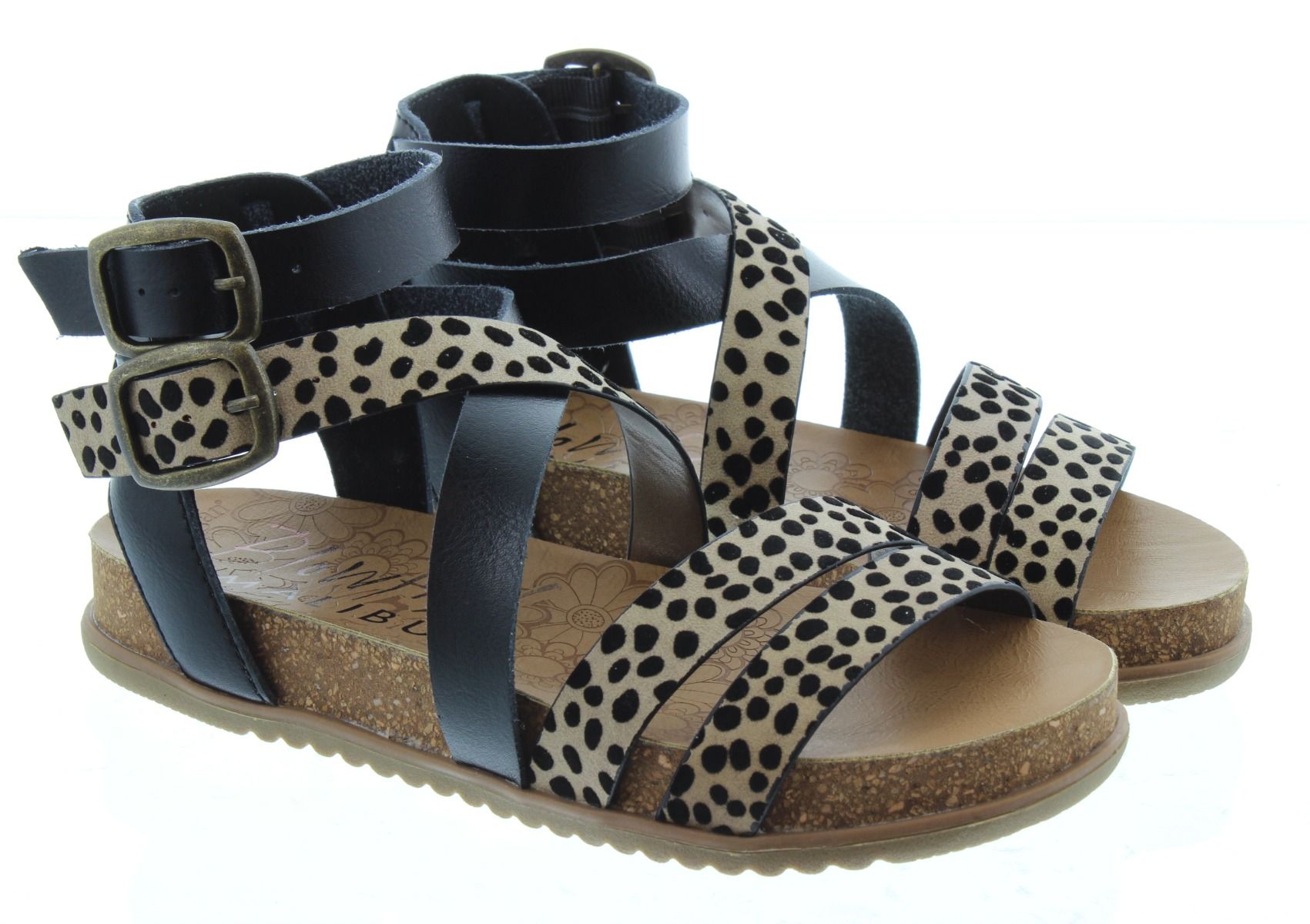 Ladies Fandie Flat Sandals In Leopard Print