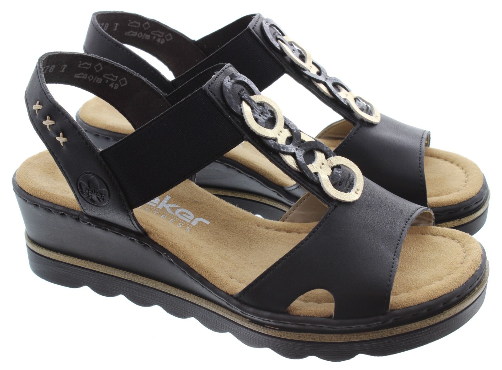 Ladies 67498 Wedge Sandals In Black