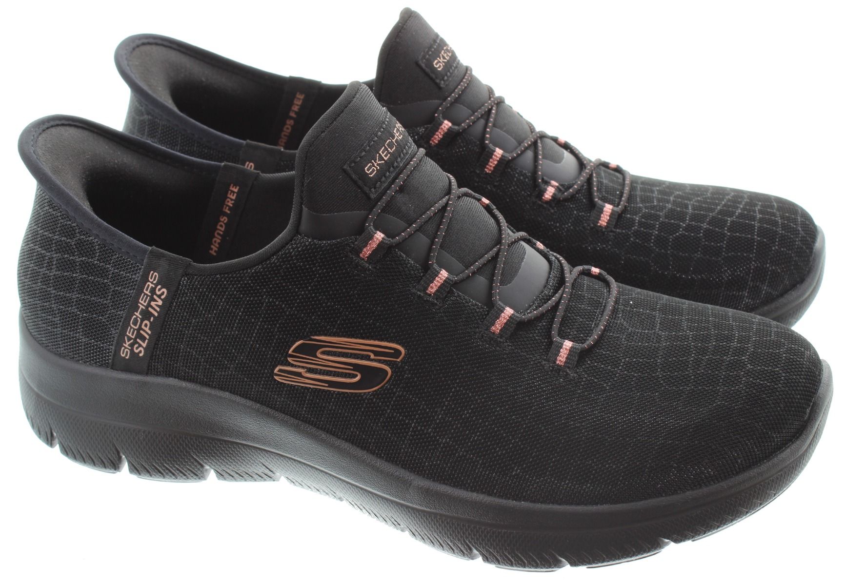 SKECHERS Ladies 150128 Summits Slip Ins Trainers In Black Rose Gold