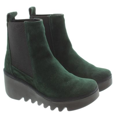 Ladies Bagu Wedge Ankle Boots In Pine Green