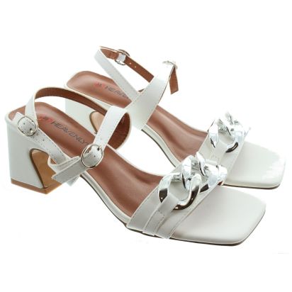 Ladies white store low heel sandals