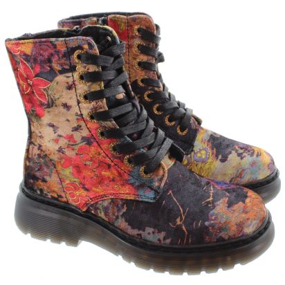 Ladies Lotte Lace Ankle Boots In Multi