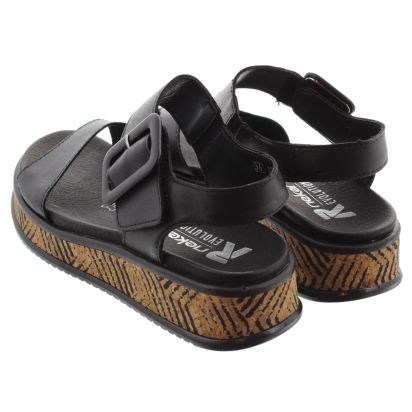 RIEKER Ladies W0800 Flat Sandals In Black