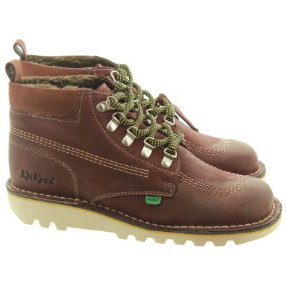 kickers kick hi winterised mens brown boots