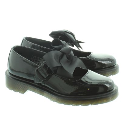black patent bow shoes