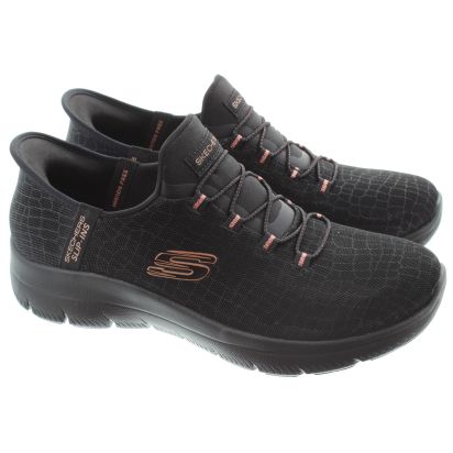 Ladies 150128 Summits Slip Ins Trainers In Black Rose Gold