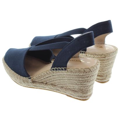 Ladies 29603 Wedge Espadrille Sandals In Navy