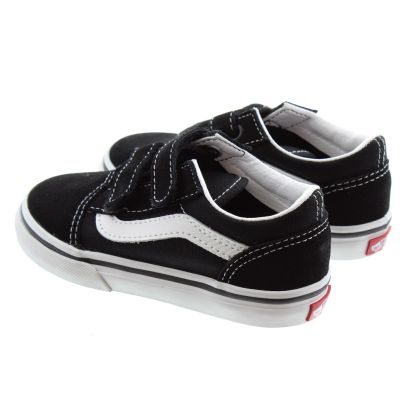 Kids Old Skool Velcro Trainers In Black White