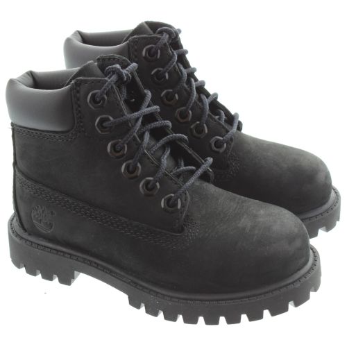 TIMBERLAND Kids Premium Authentic 6 Inch Boots In Black Nubuck 