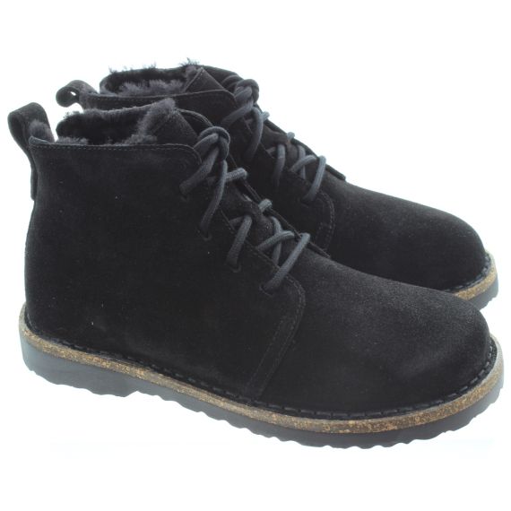 BIRKENSTOCK Ladies Uppsala Lace Boots In Black Suede 