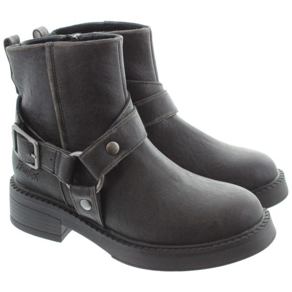 BLOWFISH Ladies Vella Biker Ankle Boots In Black 