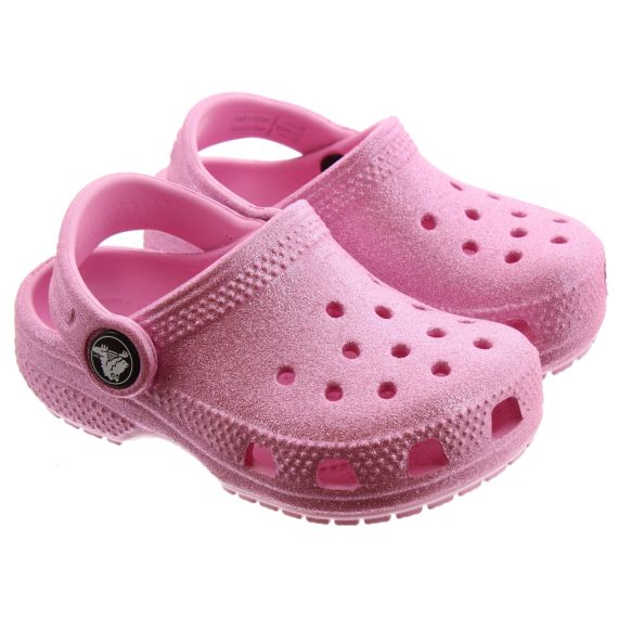 CROCS Kids Glitter Clogs In Pink Tweed