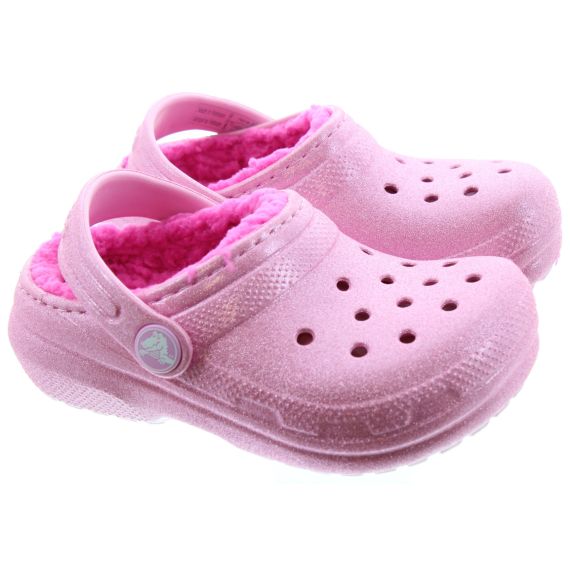 CROCS Kids Glitter Lined Clogs In Pink