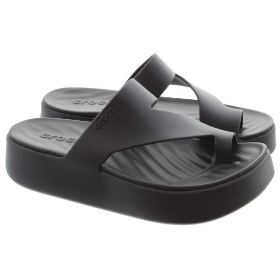 CROCS Ladies Getaway Toe Loop Sandals In Black 