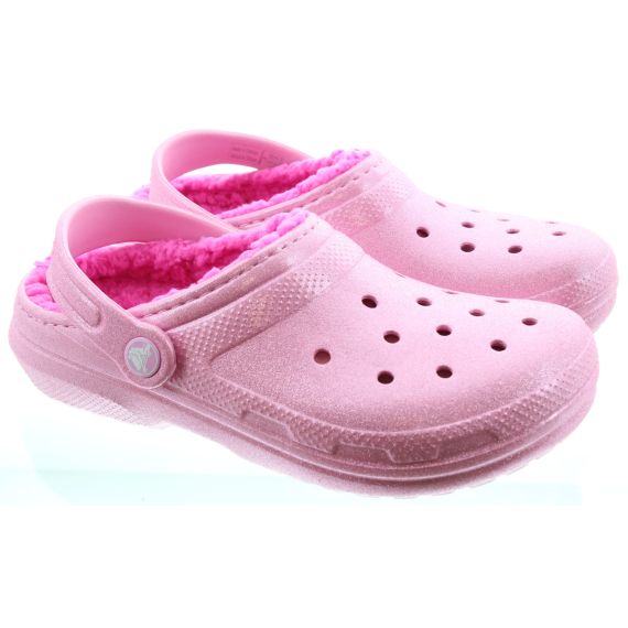 CROCS Youths Glitter Lined Clogs In Pink 