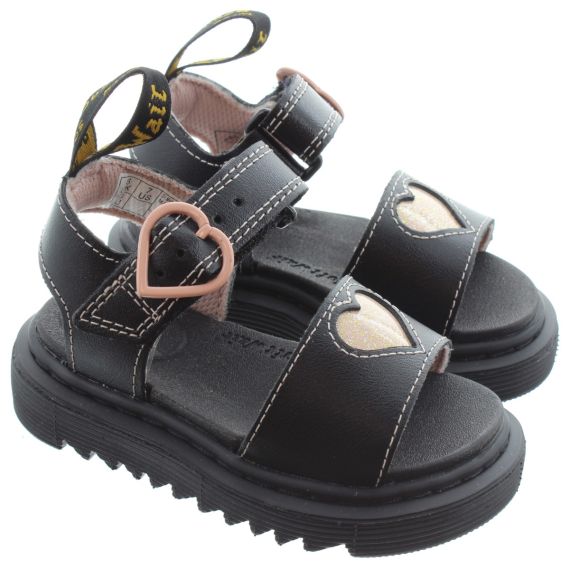 DR MARTENS Kids Marlowe Heart Sandals In Black 