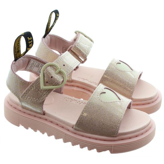 DR MARTENS Kids Marlowe Hearts Sandals In Powder Pink