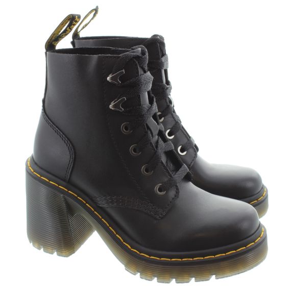 DR MARTENS Ladies Jesy Heel Lace Ankle Boots In Black
