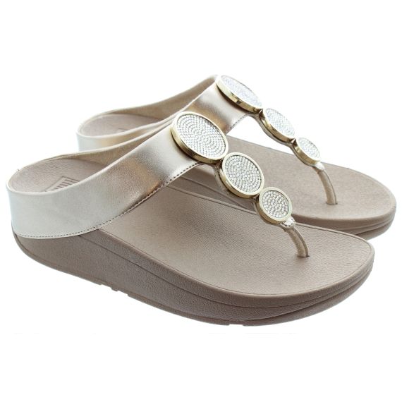 FITFLOP Ladies Halo Toe Post Sandals In Metallic Latte 