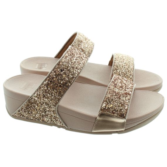 FITFLOP Ladies Lulu Slide Glitter Sandals In Rose Gold