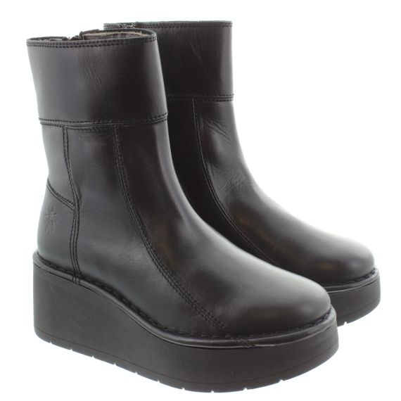 FLY Ladies Hann Wedge Ankle Boots In Black