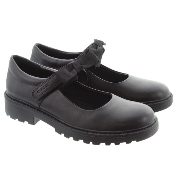 GEOX Kids Casey Bow Bar Shoes In Black