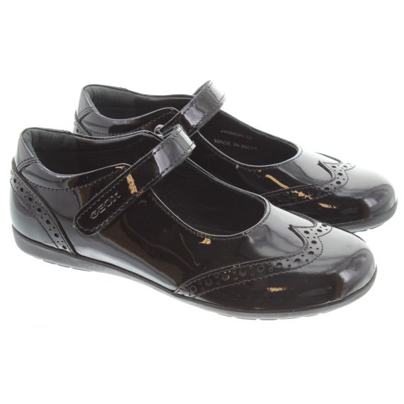 GEOX Kids Iberide Bar Shoes In Black Patent 