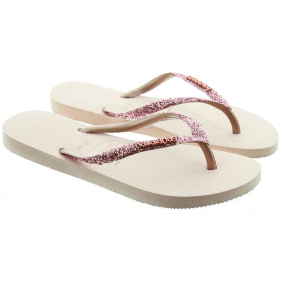 HAVAIANAS Ladies Slim Glitter Flip Flops In Pink