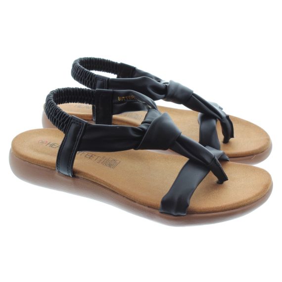 HEAVENLY FEET Ladies Buttercup Knot Sandals In Black 