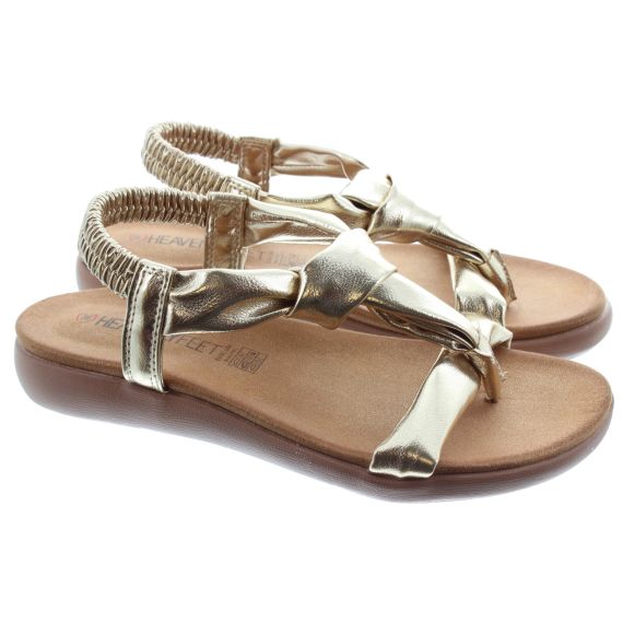 HEAVENLY FEET Ladies Buttercup Knot Sandals In Gold 