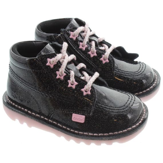 KICKERS Kids Kick Hi Zip Galactic Boots In Black 