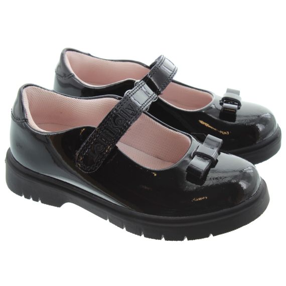 LELLI KELLY Kids LK8506 Jolie Bow Bar Shoes In Black Patent 