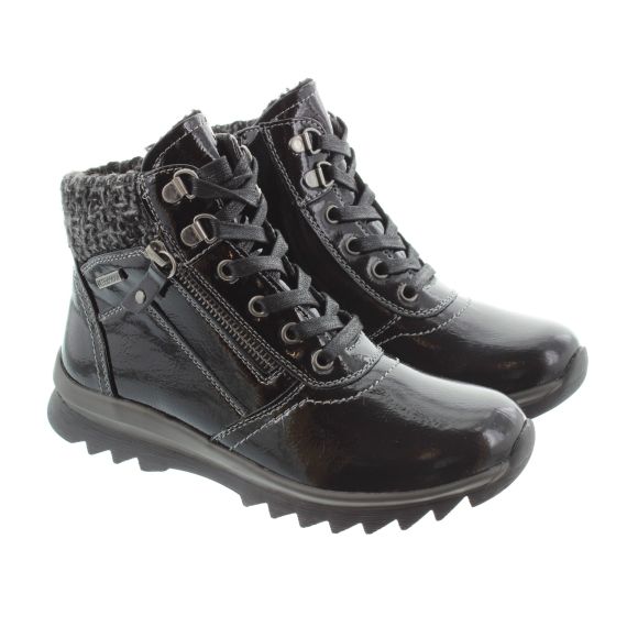 LUNAR Ladies Psyche Waterproof Boots In Black Patent