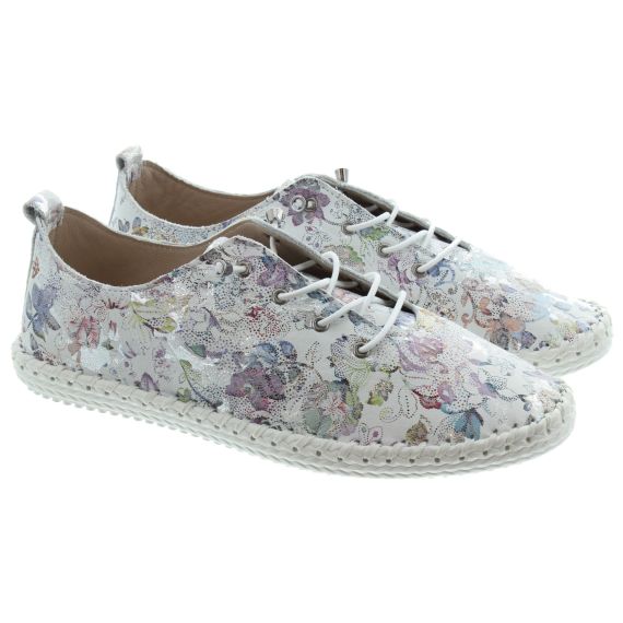 LUNAR Ladies FLE030 St Ives Leather Slip On Shoes In Floral 
