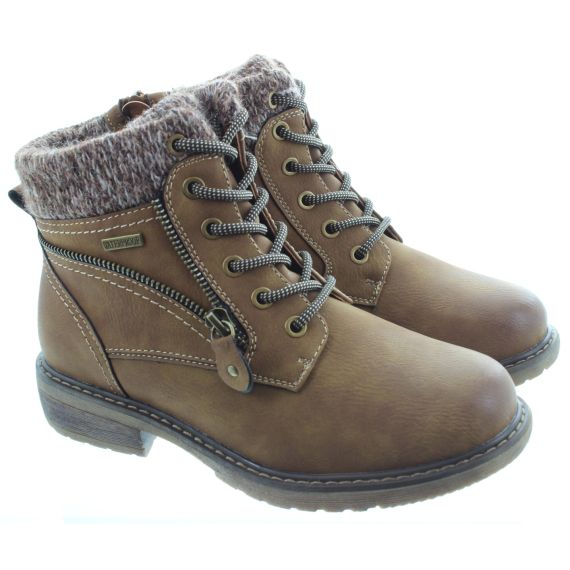 LUNAR Ladies GLB090 Benson Waterproof Boots In Tan 