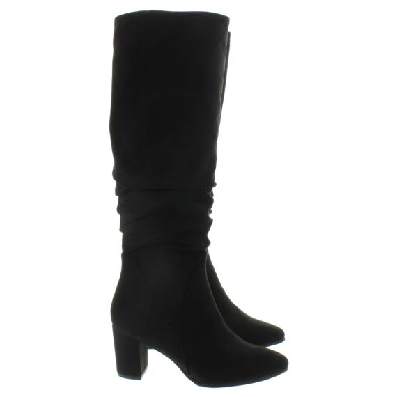 MARCO TOZZI Ladies 25519 Heel Knee Boots In Black 