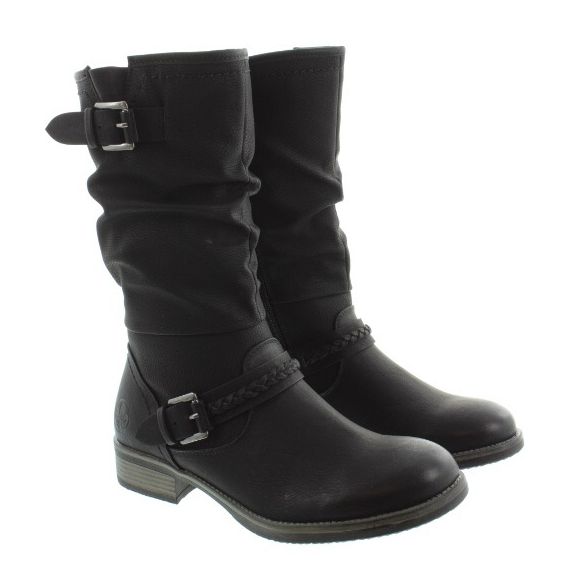 RIEKER Ladies 98860 Calf Boots In Black