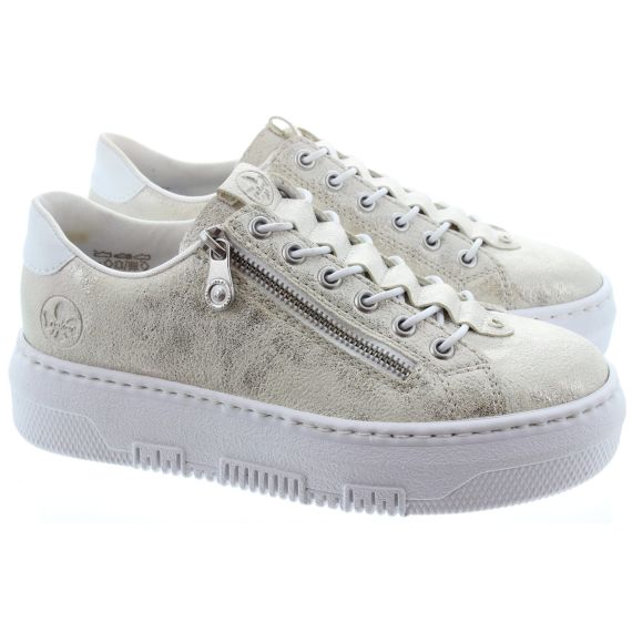 RIEKER Ladies M1953 Flatform Trainers In Gold 