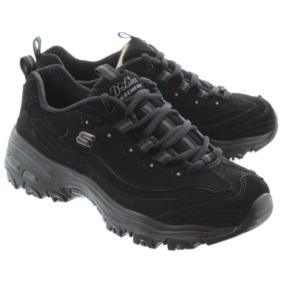 skechers all black womens trainers