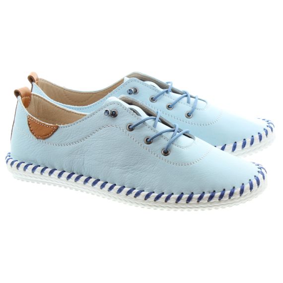 LUNAR Ladies FLE030 St Ives Leather Shoes In Blue
