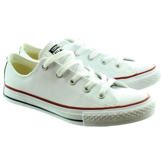 CONVERSE Kids Leather Ox Lace Shoes in White