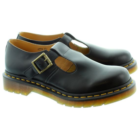 DR MARTENS Ladies Polley T-Bar Shoes in Black