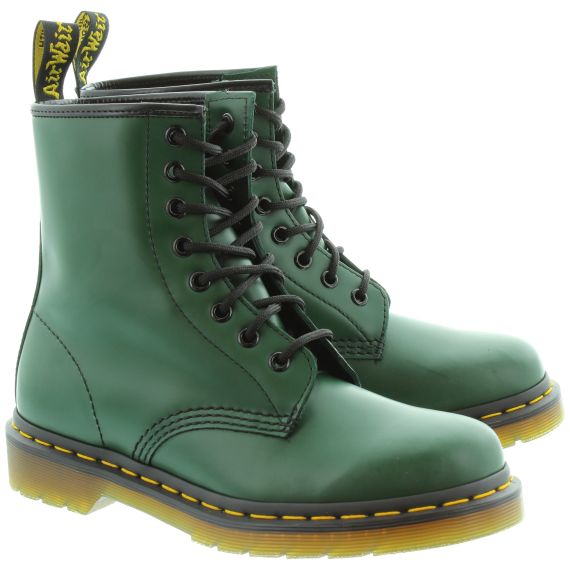 DR MARTENS Leather 1460 8 Eyelet Boots in Green