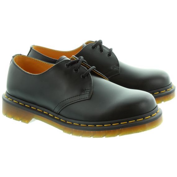 DR MARTENS Leather 1461Z Yellow Stitch Shoes in Black