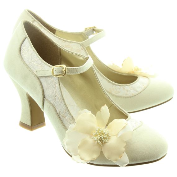 RUBY_SHOO Ladies Madelaine Flower Bar Shoes In Cream
