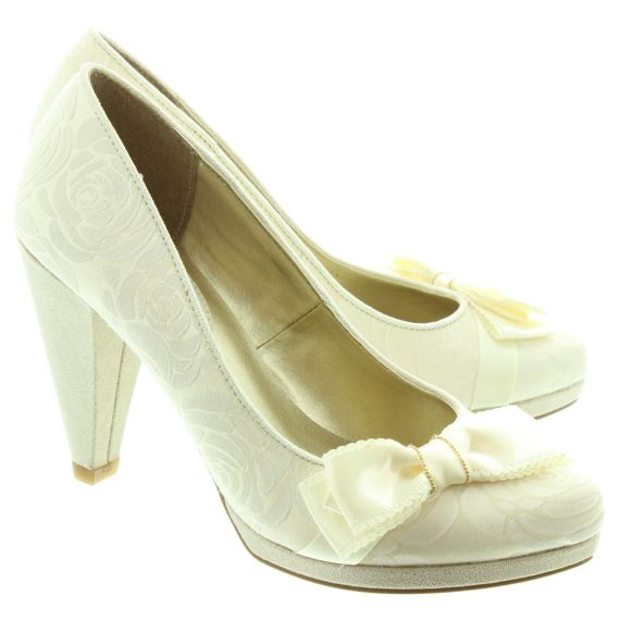 RUBY_SHOO Ladies Susanna Bow Court Shoes In Cream