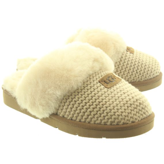 UGG Ladies Cozy Knit Slippers In Cream