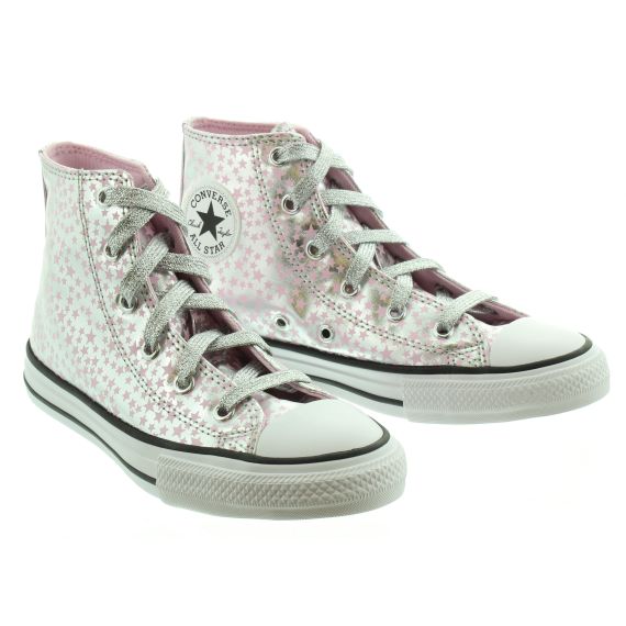 Kids Converse Allstar Hi in Pink and Silver