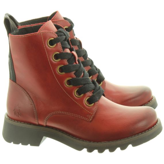 FLY Ladies Ragi Ankle Boots In Red