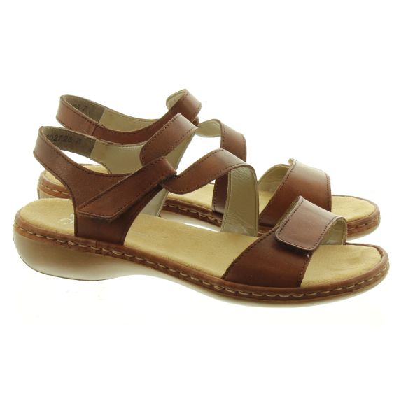 RIEKER Ladies 659C7 Flat Sandals in Tan